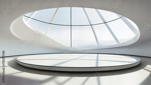 Moderne Design Kuppel in ovaler runder Form mit Lichteinfall und einem runden Plateau