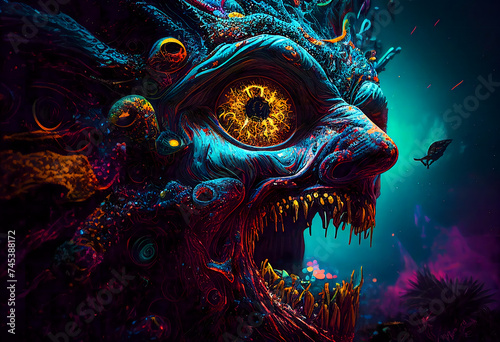 Portrait of a Surreal Psychedelic Monster. © EwaStudio