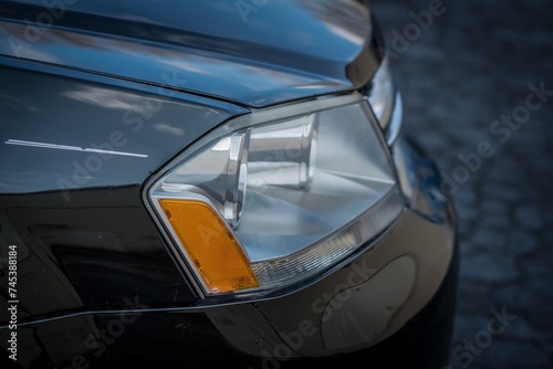 Headlight on a car photo