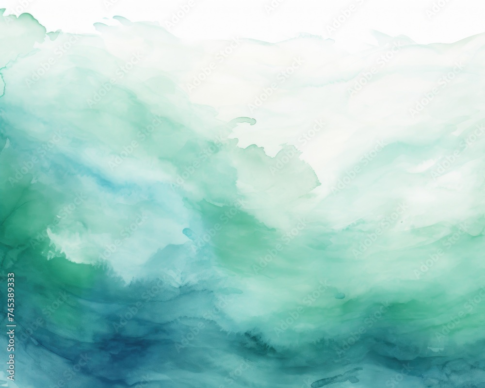 Green and blue wave painting.