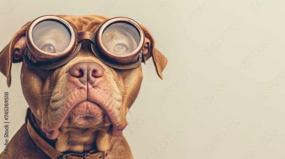 Dog with glasses. Close-up portrait of a dog. Anthopomorphic creature. A fictional character for advertising and marketing. Humorous character for graphic design. Dog with glasses. Close-up portrait of a dog. Anthopomorphic creature. A fictional character for advertising and marketing. Humorous character for graphic design.