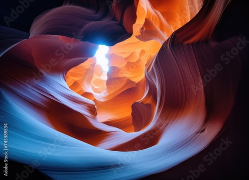 Aerial view of antelope canyon revealing stunning rock formations at midday.