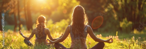 yoga session in the park. 