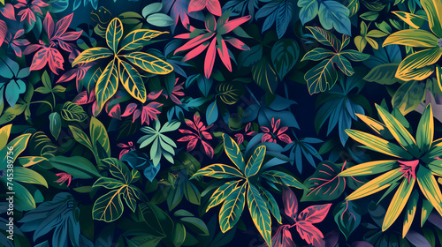colourful illustration plants background minimalist style