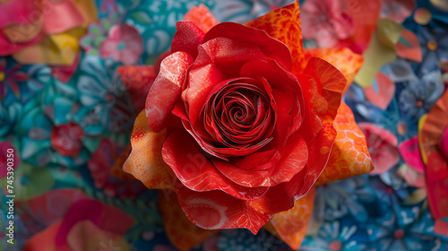 Uma rosa vermelha exuberante em plena flora    o capturada com uma lente macro para destacar detalhes delicados O fundo suavemente desfocado real  a a flor como ponto focal