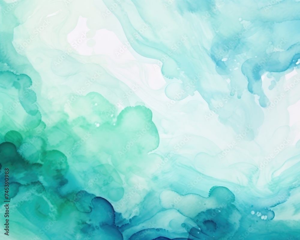 Green and White Clouds Painting