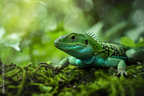 green lizard on a branch