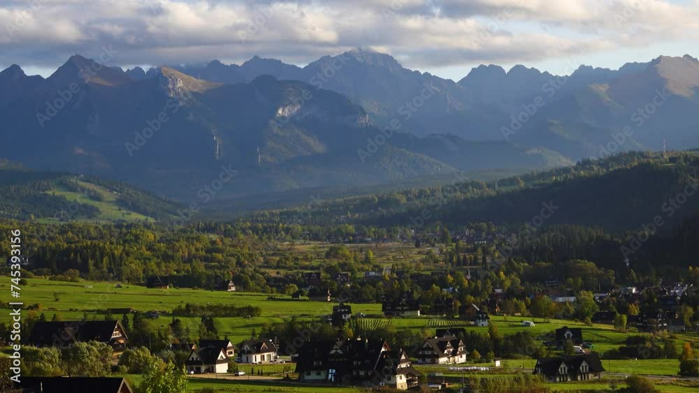 time lapse. movement of clouds over the Tatras Mountains. village in mountains. Poland time lapse. movement of clouds over the Tatras Mountains. village in mountains. Poland