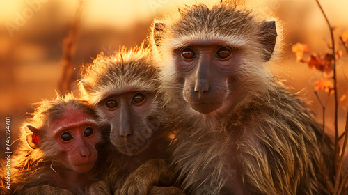 Baboon Harmony in the African Dusk. © EwaStudio