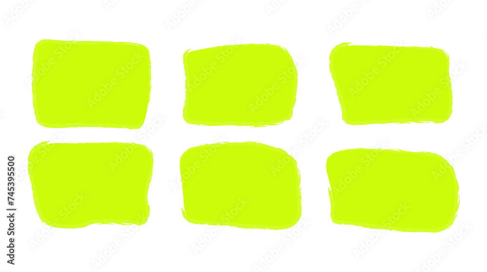 Hand drawn frames on green color. Simple text frames on white background. Green stickers Hand drawn frames on green color. Simple text frames on white background. Green stickers