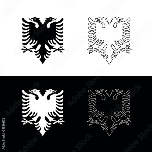 Eagle illustration. Albanian coat of arms, double-headed eagle. State symbol of the Republic of Albania.