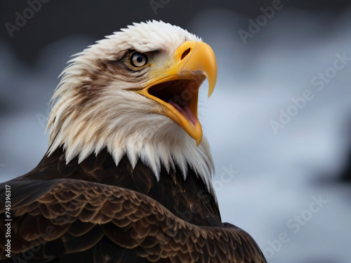 North American Bald Eagle on American flag