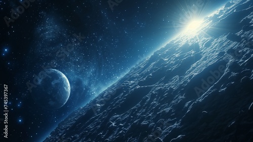 Space background with planets and stars. 3d rendering toned image © natalikp