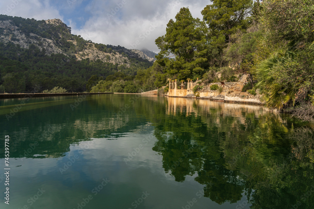 the royal pond. Raixa, public property, municipality of Bunyola, Majorca, Balearic Islands, Spain