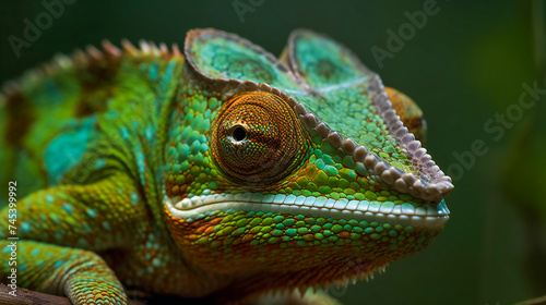Colorful  Chameleon. Generative AI © EwaStudio