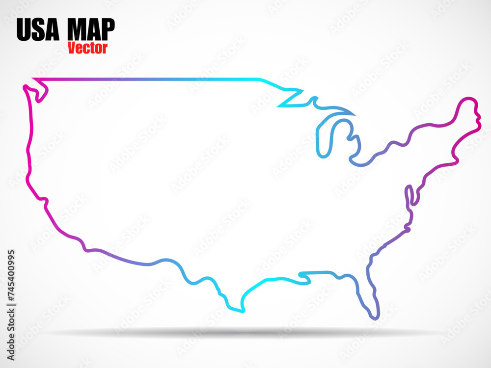 USA map isolated on white background. Outline USA map vector icon