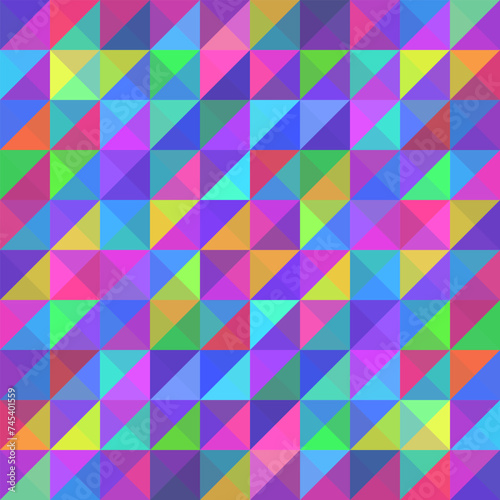 Abstract polygonal pattern of triangles. Geometric colorful mosaic background © vladystock