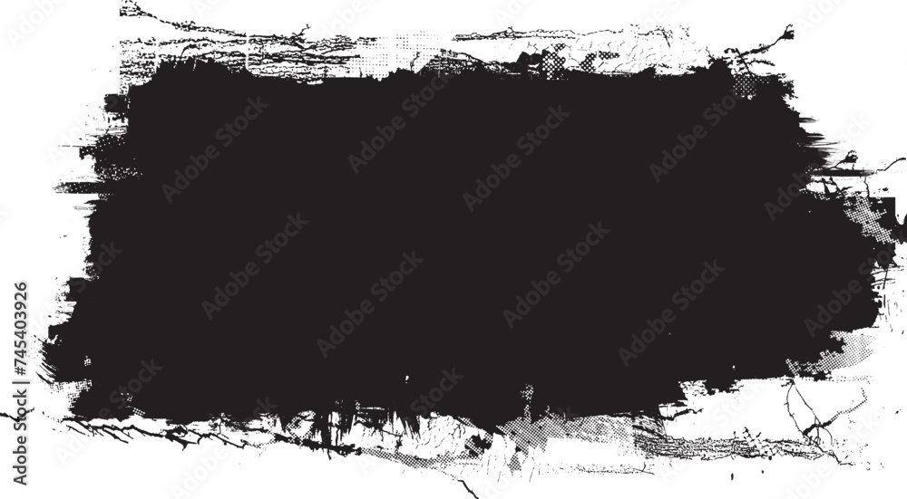 Fototapeta premium Glitch distorted grange shape . Noise grungy logo . Trendy defect error shapes . Glitched frame .Grunge textured . Distressed effect .Vector shapes