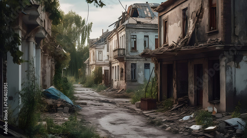 tornado damage and ruin on a residential street in odessa © Oleksandr