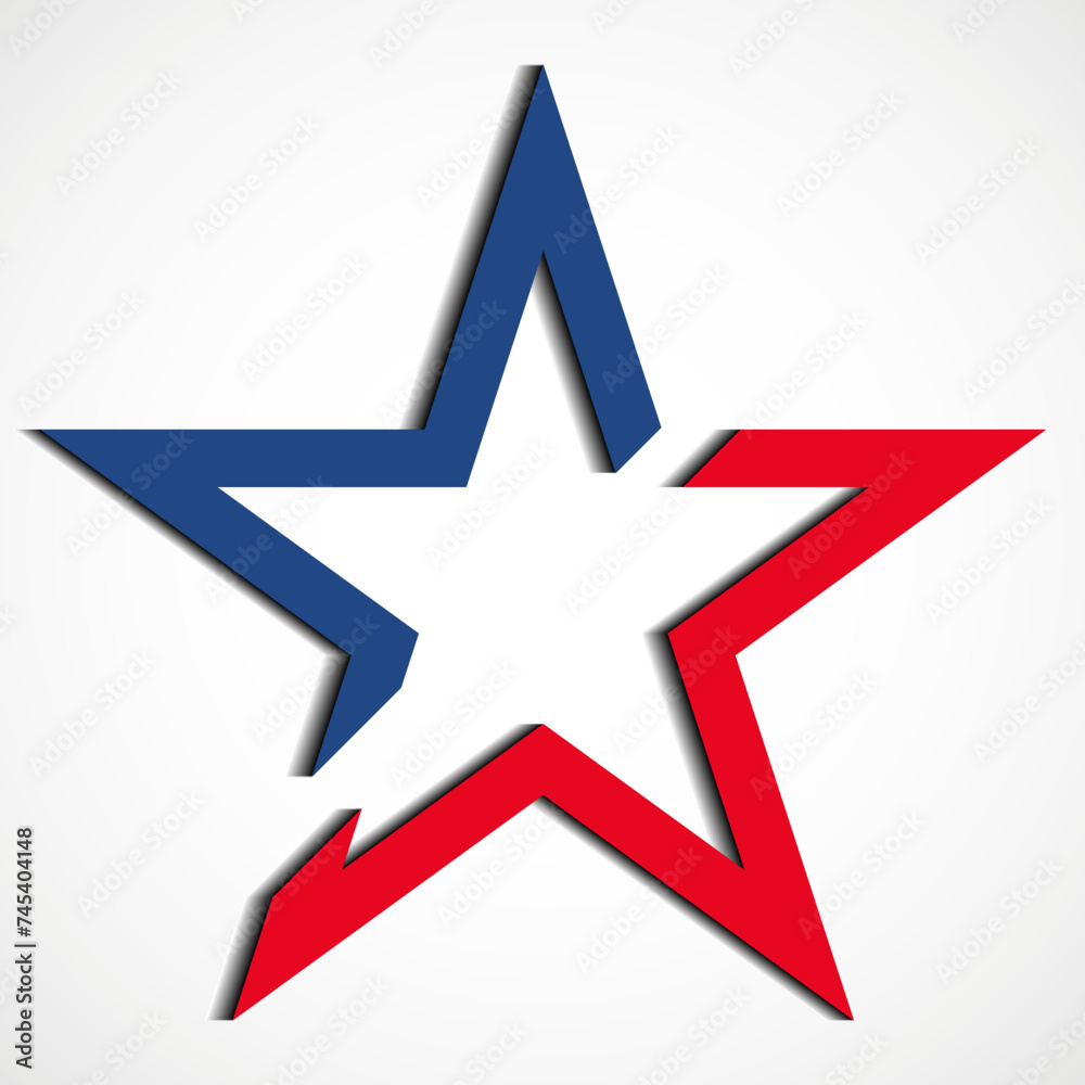USA flag in star shape with shadow. American star. Vector illustration USA flag in star shape with shadow. American star. Vector illustration