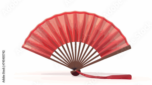 Chinese Hand Fan Isolated on White Background Vector