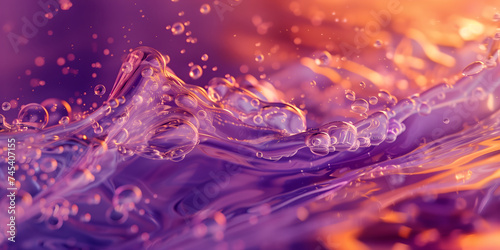 Abstract purple and orange water background. Liquid close-up. Image for packaging design, wallpapers, posters. Banner with copy space. © NeuroCake