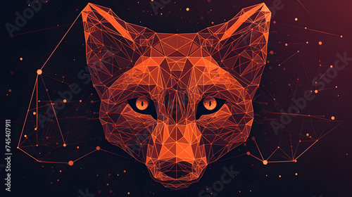 a fox head with star points and lines drawn on it photo