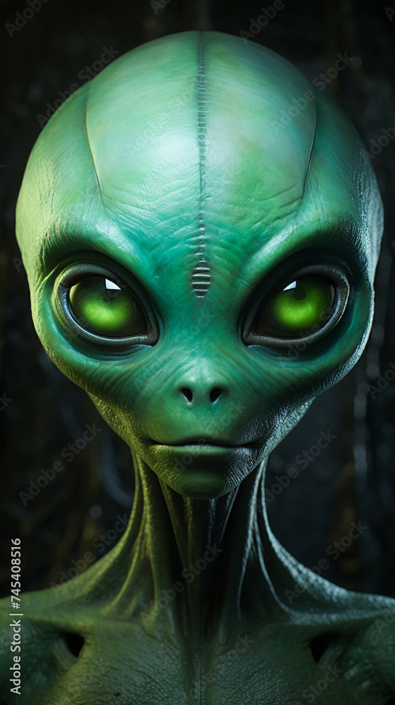 Green Alien Character Exploring the Universe Green Alien Character Exploring the Universe