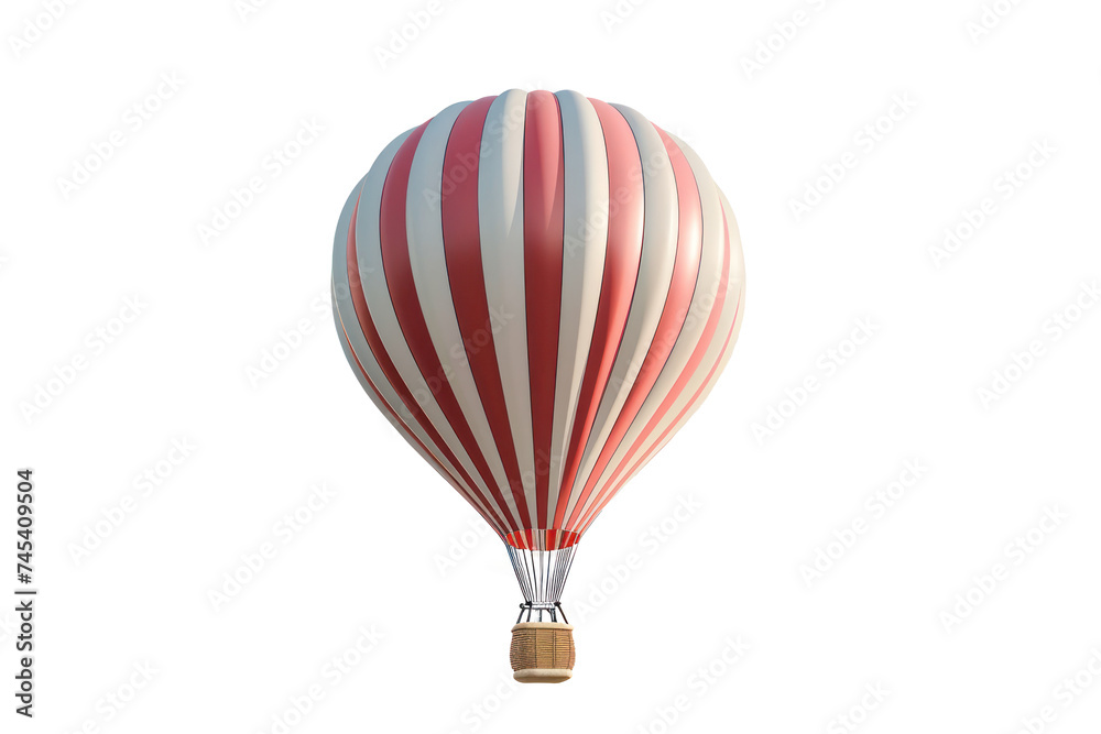 Fototapeta premium Striped hot air balloon in the sky, cut out - stock png.