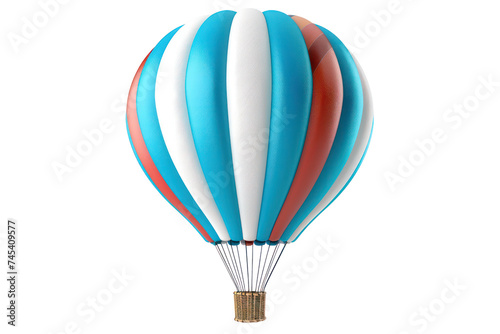 Striped hot air balloon in the sky, cut out - stock png.