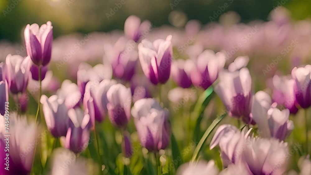Lush field filled with vibrant purple and white flowers in full bloom, creating a stunning and colorful natural landscape Lush field filled with vibrant purple and white flowers in full bloom, creating a stunning and colorful natural landscape