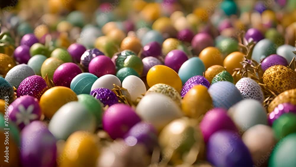 Collection of differently colored eggs stacked together in a pile Collection of differently colored eggs stacked together in a pile
