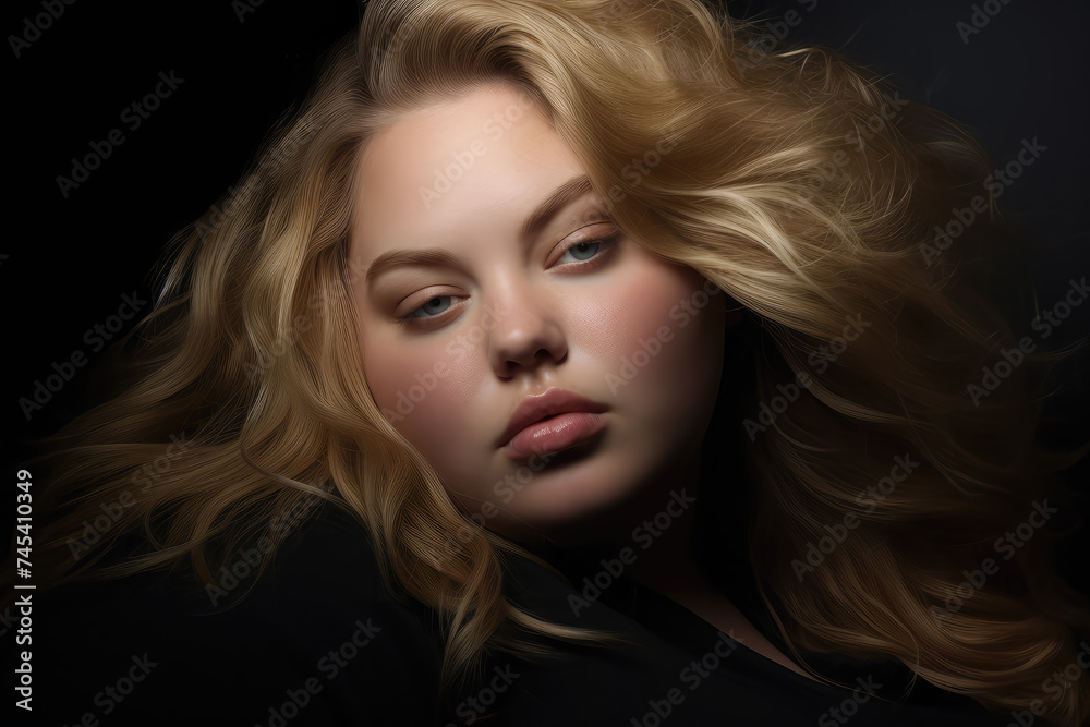 portrait of beautiful plus size blond woman portrait of beautiful plus size blond woman