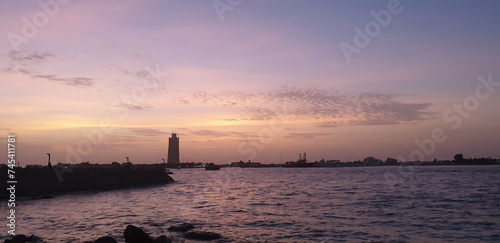 sunset over the river