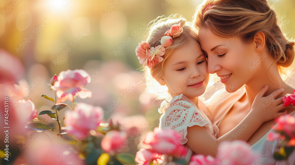 Fototapeta premium Mother and Daughter. A Summer Portrait of Pure Love. Mothers Day concept