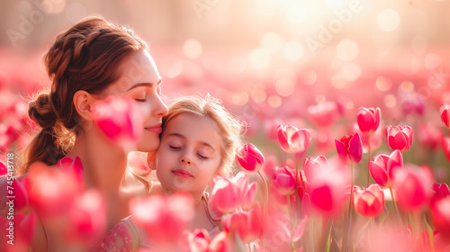 Mother and Daughter. A Summer Portrait of Pure Love. Mothers Day concept