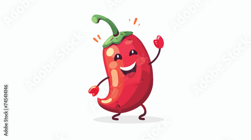 Cute Funny Chili Pepper Waving Hand  Character.Vector