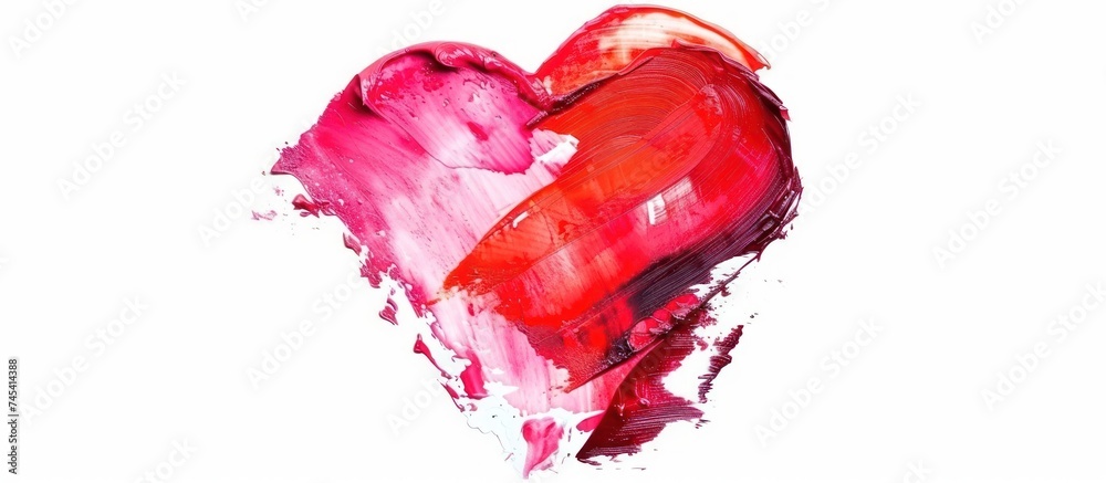 lipstick smudge or color paint heart shape