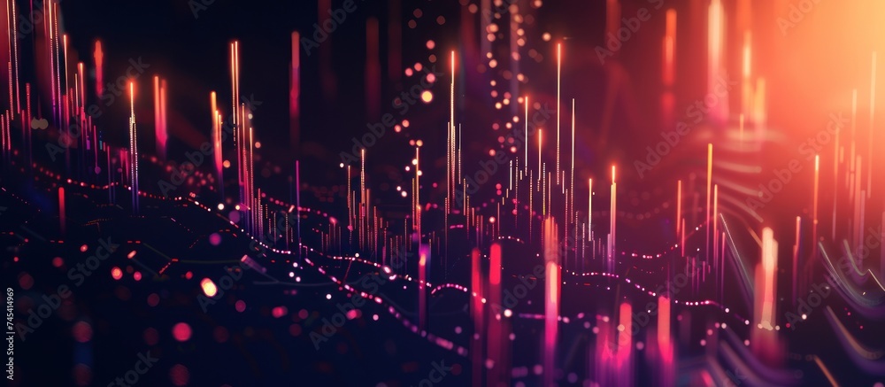 trend of trade with growing candle background - obrazy, fototapety, plakaty 