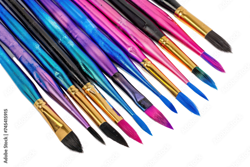 Paint-splattered brushes for creative artwork, cut out - stock png. Paint-splattered brushes for creative artwork, cut out - stock png.