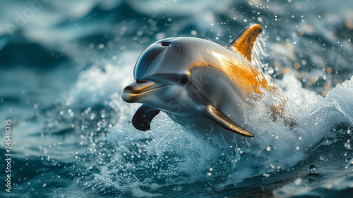 Dolphin Gliding Through Ocean Waters © Melipo-Art