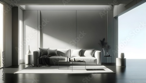 Minimalist Living Room with Monochrome Palette photo