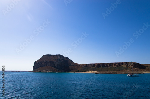Gramvousa island in the sea, seascape photo