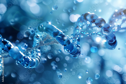 A close up of a dna structure in the water
