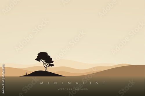 Minimalist landscape aesthetic background wallpaper. Creative modern paint. Abstract nature art contemporary mountain poster. Hand drawn vector illustration for prints decoration wall arts and canvas