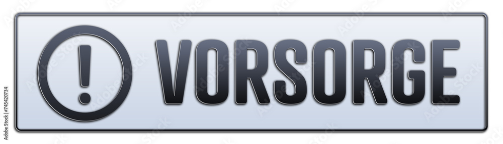 Vorsorge. Ein weiss grauer Banner mit Schwarzem Text. Vorsorge. Ein weiss grauer Banner mit Schwarzem Text.