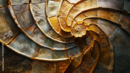 Fibonacci seequence fractal design for use as a graphic asset or background. A spilar petrifeld shell. photo