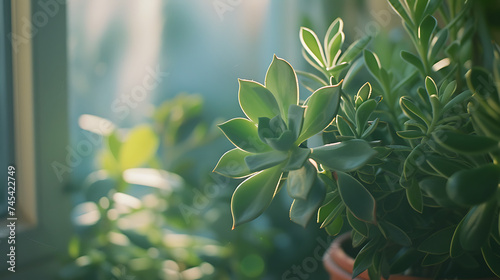 Planta suculenta vibrante capturada em closeup com padr  es intricados das folhas iluminada pela suave luz natural