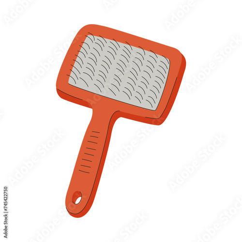 Slicker brush for dogs and cats. A grooming tool. A pet care item. A flat vector illustration isolated on a white background.