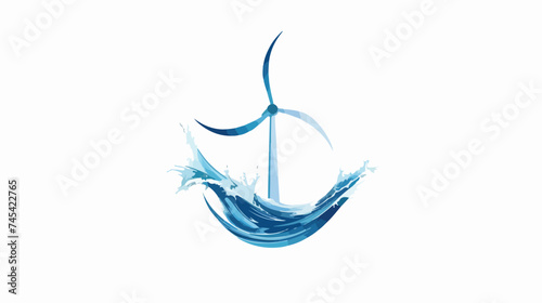 NeWhite Abstract Water Wind Turbine Logo Design Vector I